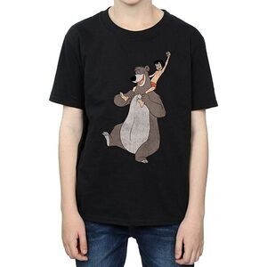 Jungle Book Boys Classic Mowgli And Baloo Cotton T-Shirt / Black